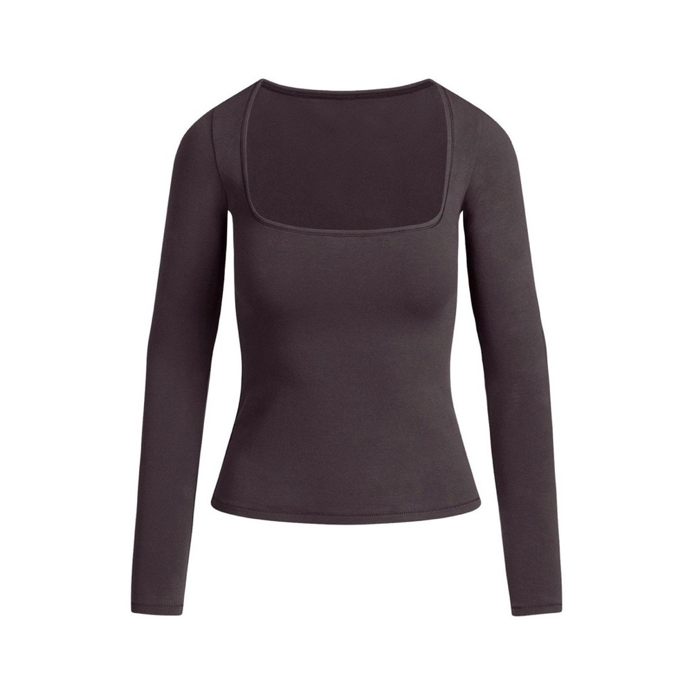 Skims Cotton Jersey Scoop Neck Long Sleeve iron  New